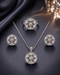 Complete silver plated starburst zircon jewelry set – necklace, earrings and ring by Jewels by Sarah