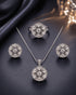 Complete silver plated starburst zircon jewelry set – necklace, earrings and ring by Jewels by Sarah