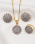 Gold polish zircon jewelry set with necklace, earrings and ring – Jewels by Sarah