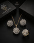 Jewels by Sarah 22K gold zircon jewelry set in branded gift box – necklace, earrings and ring