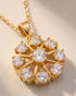 Gold polish spoke-wheel zircon pendant necklace close-up – Jewels by Sarah