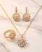 22K gold polish diamond-cut flower zircon jewelry set with necklace, earrings and ring – Jewels by Sarah