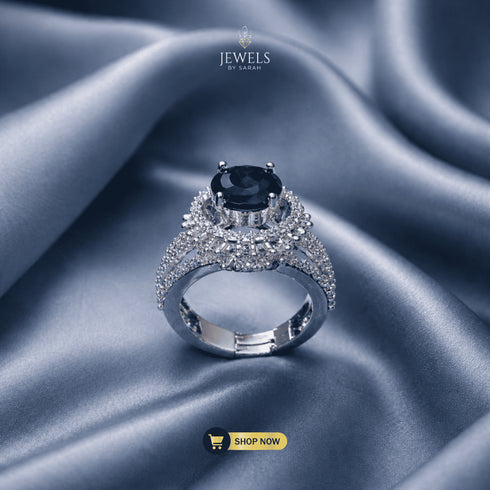 Rear view of extra premium Signature AD stone ring showing high-quality band