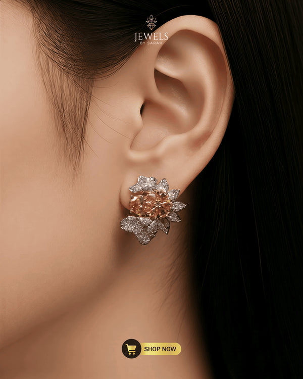 Luxury-Champagne-Floral-Studs-Silver-Plating-Jewels-by-Sarah-Model-Shot