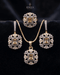 Gold champagne jurao stone jewelry set with necklace, dangle earrings and ring on black velvet – Jewels by Sarah