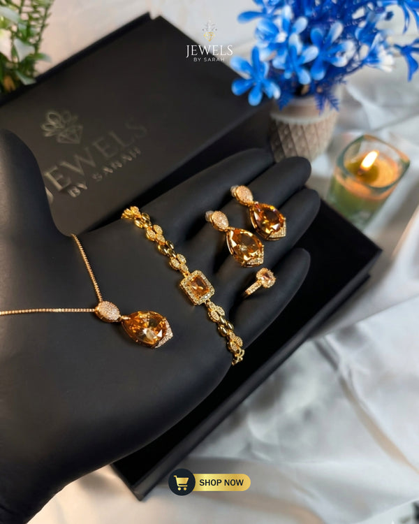 champagne-gold-teardrop-jewelry-collection-formal-wear