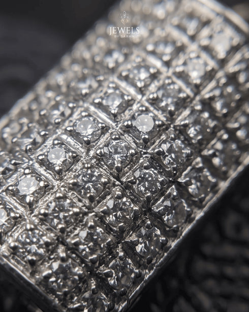 Close-up of diamond-cut jurao and zircon stone setting – Jewels by Sarah