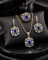 22K gold polish blue jurao stone jewelry set with necklace, earrings and ring – Jewels by Sarah