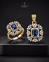Gold blue jurao stone ring and pendant on display – Jewels by Sarah