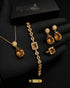 Luxury champagne gold tear drop zircon 4 piece jewelry suite for party wear