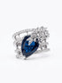 Close-up of extra premium AD stone ring with sapphire blue center