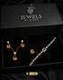 Champagne gold zircon jewelry set beautifully arranged inside premium black jewels by sarah gift box