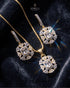 Gold white jurao stone pendant and dangle earrings close-up – Jewels by Sarah