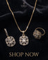 Gold polish white jurao jewelry set with necklace, earrings and ring – Jewels by Sarah