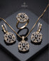 22K gold polish black jurao stone jewelry set with necklace, earrings and ring – Jewels by Sarah