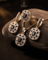 Gold black jurao stone jewelry set with dangle earrings, pendant and ring – Jewels by Sarah