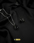 Sophisticated black teardrop pendant jewelry set for office wear.