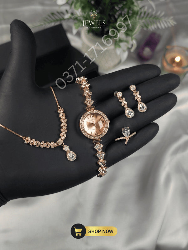 Jewels by Sarah Gold Champagne 4-piece jewelry set for formal wear