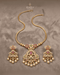 South Indian kemp peacock necklace with pearl drops laid flat on fabric - Jewels by Sarah Signature Collection