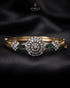 Gold emerald sunburst medallion bangle bracelet on black fabric – Jewels by Sarah