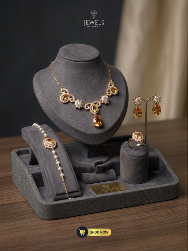 Jewels-by-Sarah-Amber-Gold-Teardrop-Jewelry-Set-4-Piece