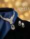 S925 Sterling Silver Floral Pear-Drop Necklace Set in Emerald Green, Black, and White Zircon Stones - Luxury Jewellery Pakistan