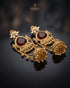Pair of Kashmiri style maroon stone jhumka earrings with gold bell drops - Jewels by Sarah Signature Collection