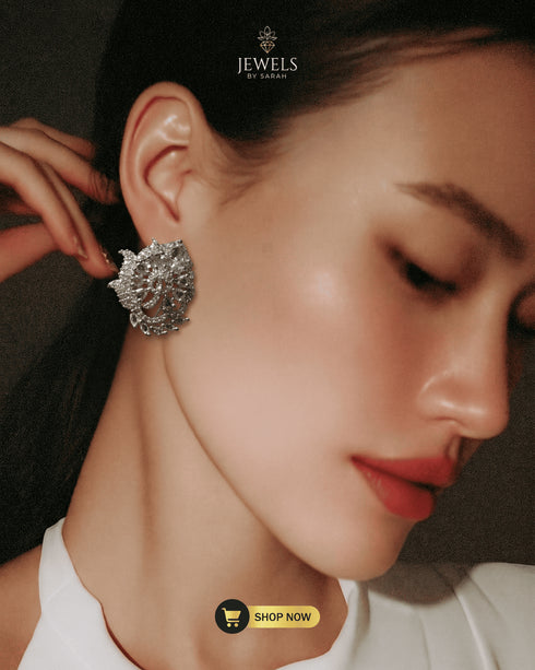 High-Resolution-Model-Shot-Jewels-by-Sarah-Signature-Zircon-Studs-Silver-Plating