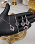"Baby pink marquise sunburst jewelry set with necklace, bracelet, earrings and ring"