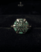 "Emerald cluster gold plated ring with antique finish on black velvet by Jewels by Sarah"
