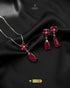 Ruby red zircon pendant and earring set for bridal and party wear.
