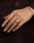 "Model wearing crystal floral gold plated statement ring with matching bracelet by Jewels by Sarah"