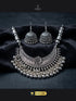 Oxidized Antique Silver Necklace Set with Crescent Moon Pendant and Jhumkas.