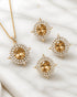 Complete 4-piece jurao stone jewelry set with ring, earrings and necklace in 22K gold polish - Jewels by Sarah