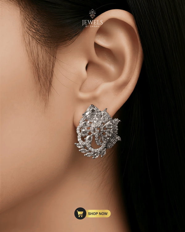 Elegant-Women-Wearing-Ice-Petal-AD-Stone-Earrings-Premium-Jewelry-Brand