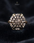22K gold plated hexagonal cluster zircon ring on black velvet – Jewels by Sarah