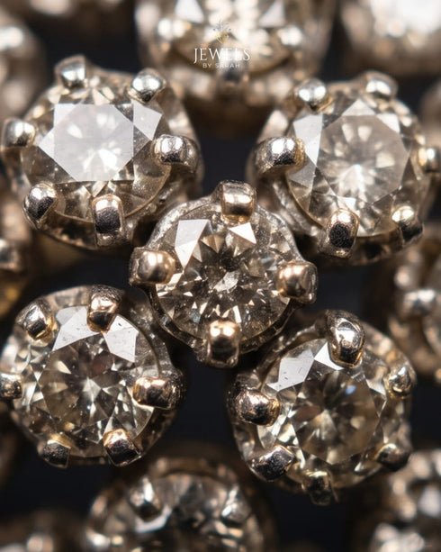 Close-up of faceted zircon stones in cluster ring setting – Jewels by Sarah