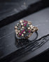 "Multicolor gemstone antique ring with pearls and sapphire ruby emerald stones by Jewels by Sarah"