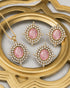 Pink AD stone Jadau pendant and earrings set in gold display tray - Jewels by Sarah 22K gold polish