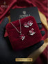 S925 Sterling Silver 3-Piece Floral Necklace Set with Marquise Cut Zircons - Available in Ruby Blue Champagne and White