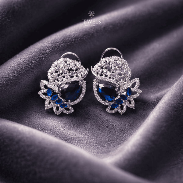 Jewels-by-Sarah-Sapphire-Serene-Blue-AD-Stone-Zircon-Silver-Plated-Earrings