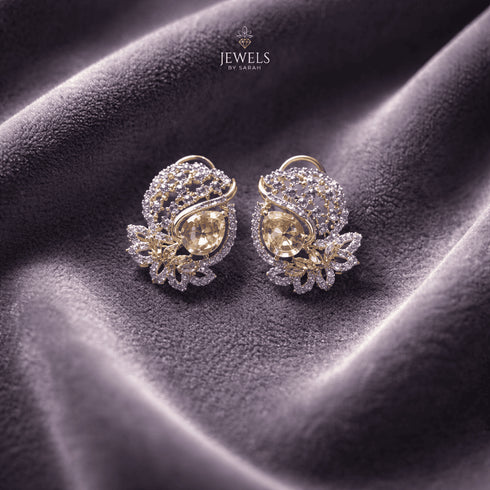 Jewels-by-Sarah-Gold-Champagne-AD-Stone-Zircon-Silver-Plated-Earrings