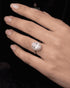 Model wearing clear crystal oval halo statement ring by Jewels by Sarah"