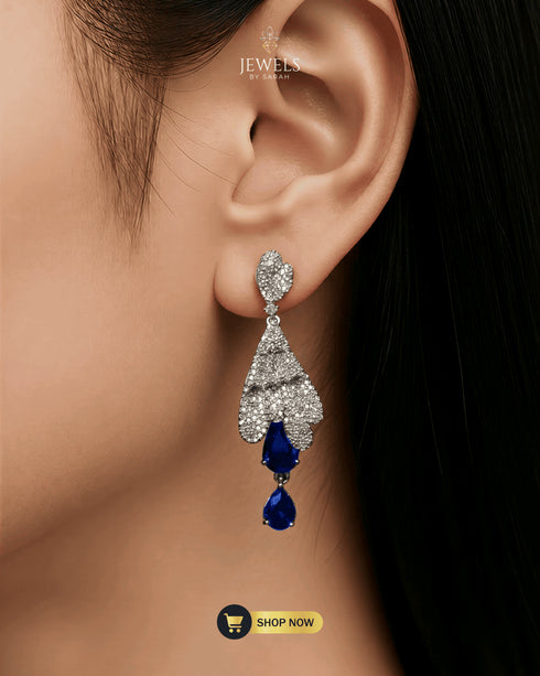 Luxury-Blue-Zircon-AD-Stone-Earrings-Silver-Plated-Jewels-by-Sarah