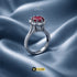 Side profile of Jewels by Sarah Signature ruby ring showing elevated crown