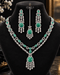 Mint green stone silver plated bridal necklace set with tikka on mannequin