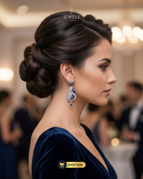 Luxury-Silver-Plated-AD-Stone-Chandelier-Earrings-Model-Shot