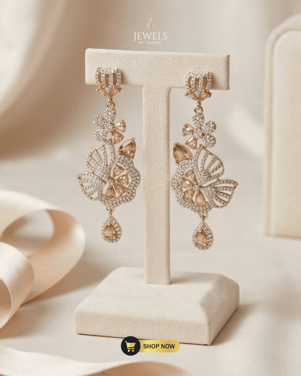 ewels-by-Sarah-Gilded-Camellia-Gold-Champagne-Zircon-Chandelier-Earrings