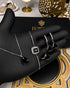 "Black crystal teardrop jewelry set with necklace, earrings, bracelet and ring by Jewels by Sarah"