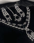Silver plated sapphire blue and AD stones bridal jewelry set close up